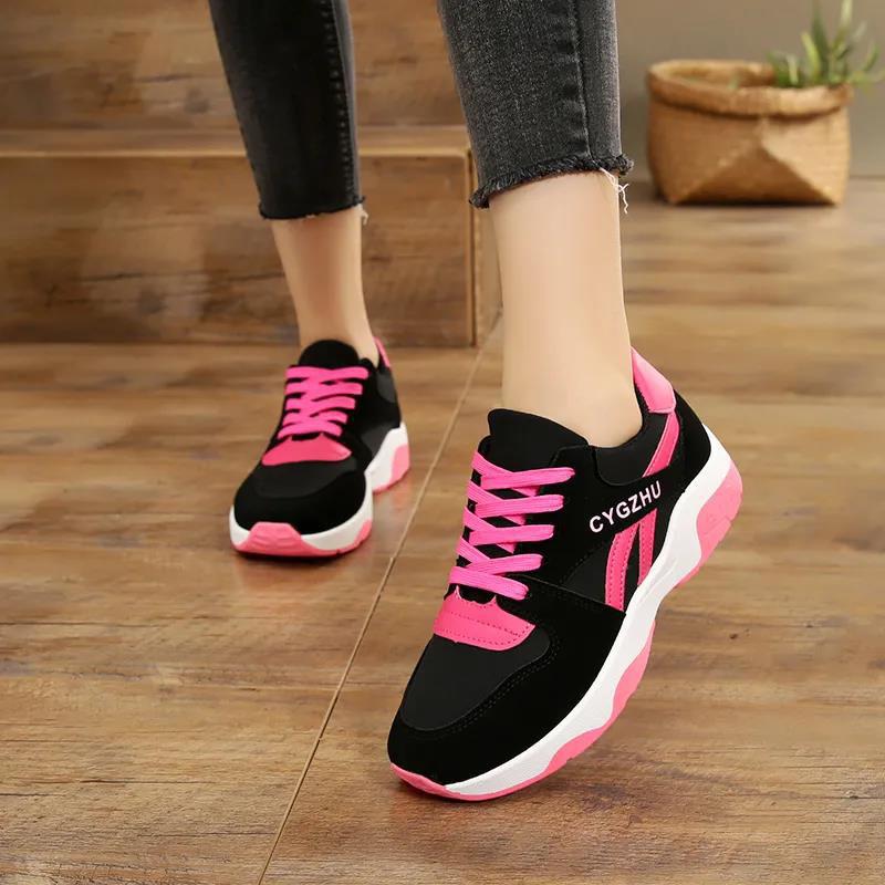 Spring and Autumn Women's Sneakers Female Versatile Breathable Running Shoes Anti Slip Contrast Color Flat Walking Shoes