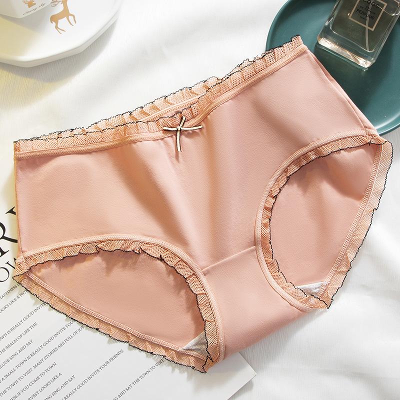 4Pcs/Set Cotton Bowknot Panties Women's Mid-waist Hip-lifting Underpants Girls Seamless Large Size Briefs