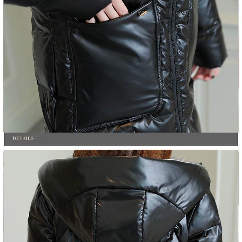 Disposable Glossy Down Padded Jacket Women's Mid-length Korean Slim Padded Jacket Jacket