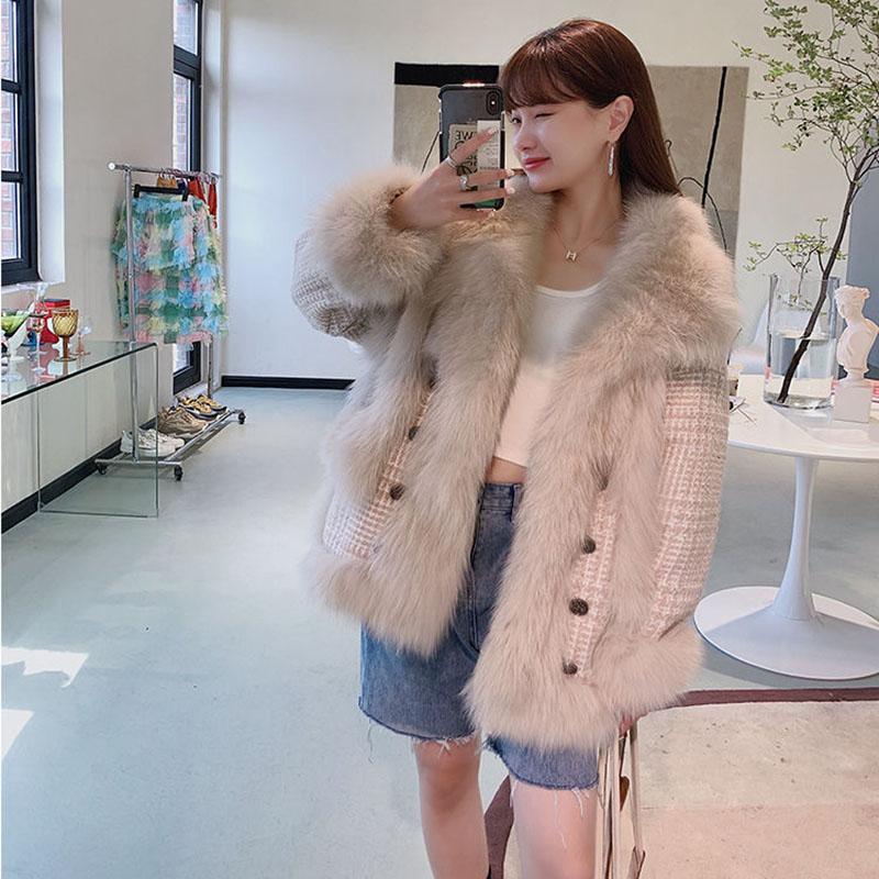 Fur Light Mature Style Western Style Autumn and Winter Imitation Fox Hair Female Woolen Woolen Floral Coat