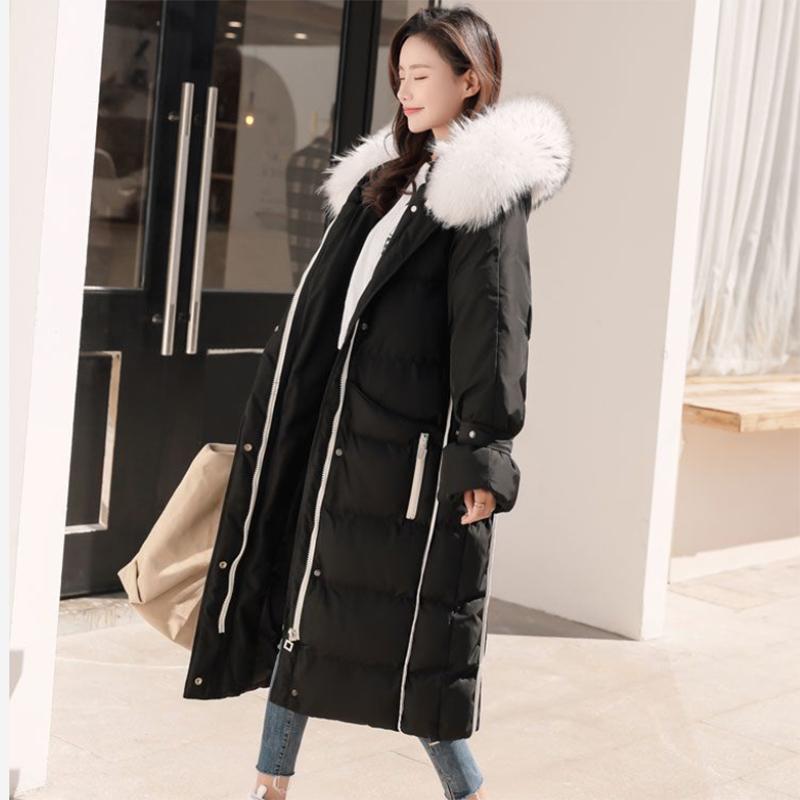 Women's Mid-length Down Jacket Winter Korean Loose Cotton Clothes Casual Hooded Padded Jacket Quilted Jacket