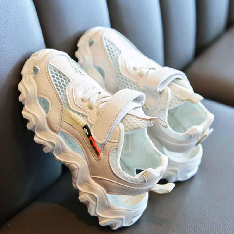 Size 26-36 Child Sneakers Leather Beach Sandals Kids Non-slip Breathable Basketball Shoes Lightweight Running Shoes Comfortable Girls Skate Shoes