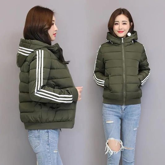 Women's Down Jacket Korean Version of All-match Thick Cotton Jacket Pure Color Hooded Women's Winter Jacket