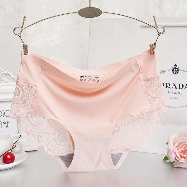 3Pcs/Set Women's Large Size Cotton Crotch Panties Female Breathable Mid-waist Seamless Solid Color Lace Briefs