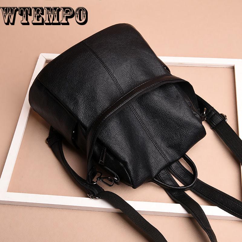 Women Backpack Leather School Bags For    Female Tassel Small Backpack