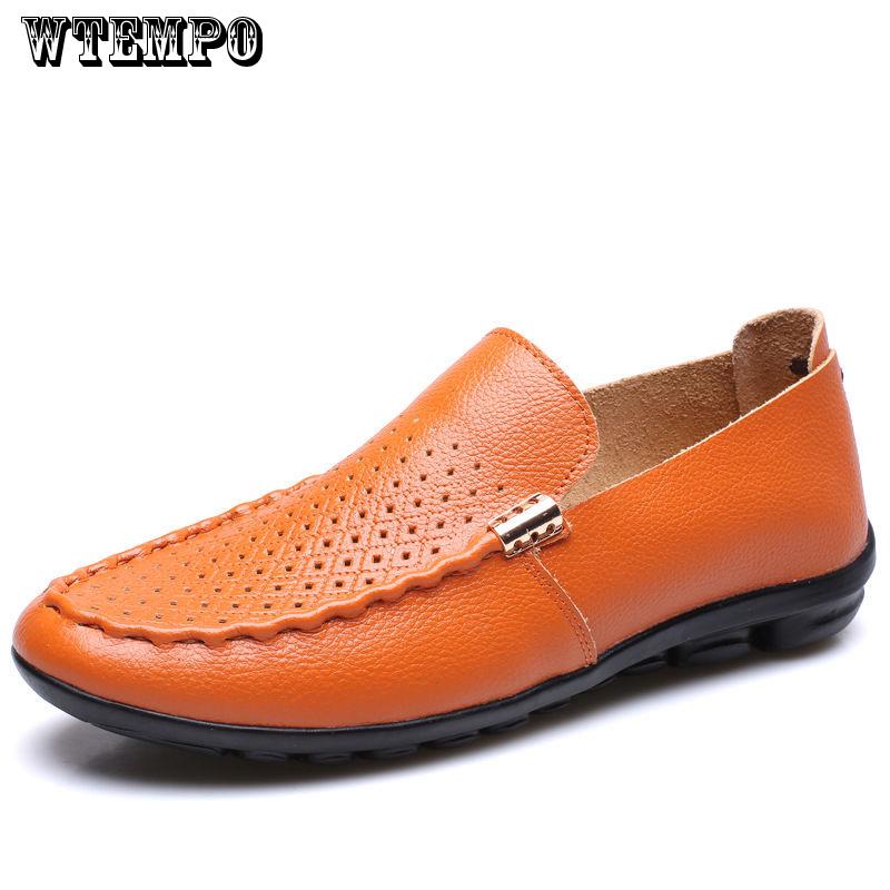 Men Casual Shoes Summer Leather Men Loafers Moccasins Slip On Mens Flats Breathable Shoes