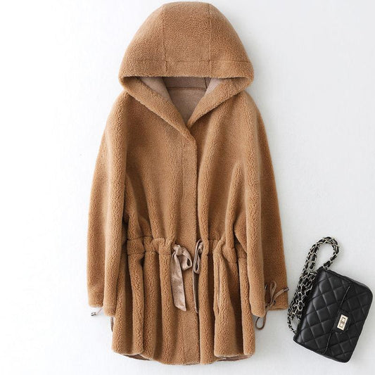 Winter Casual Solid Teddy Coat Women Long Sleeve Fleece Long Jacket Turn Down Collar Lamb Fur Coat Outerwear