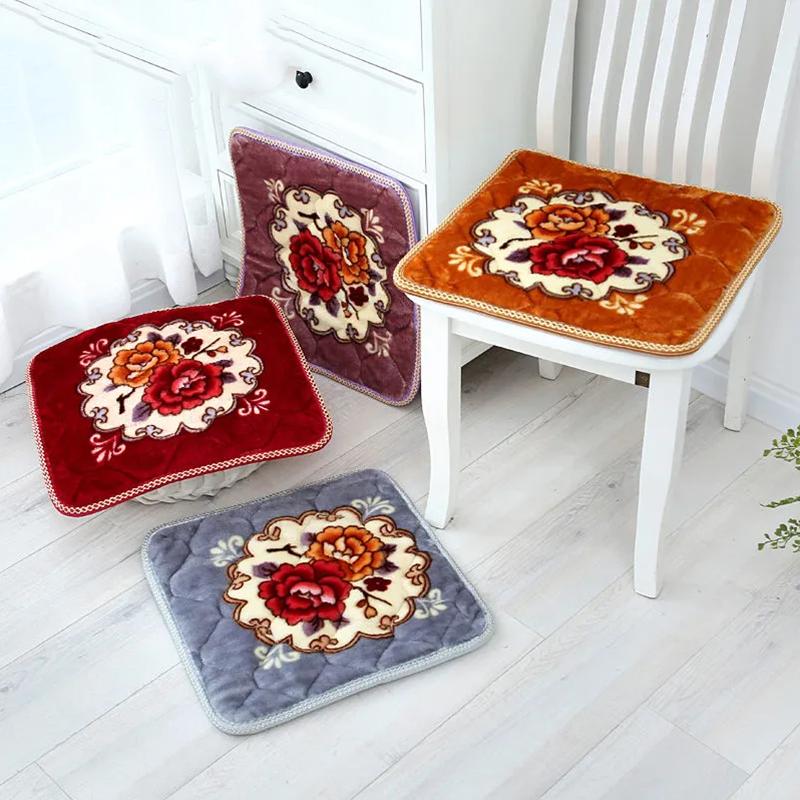 4 Packs Thick Non-slip Plush Cushion Vintage Floral Square Cushion Chair Office Restaurant Chair Cushion Student Classroom Stool Cushion Butt Cushion