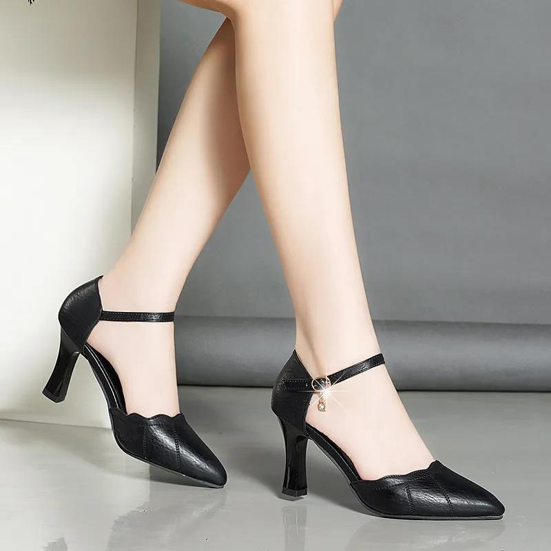 Women's Real Soft Leather Sandals Summer Fashion Casual All-match High Heel Sandals