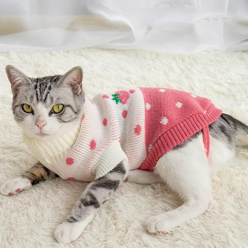 Dog Cat Clothes Pet Cat Sweater Spring Autumn Warm Pet Cat Clothes Small Dog Clothes