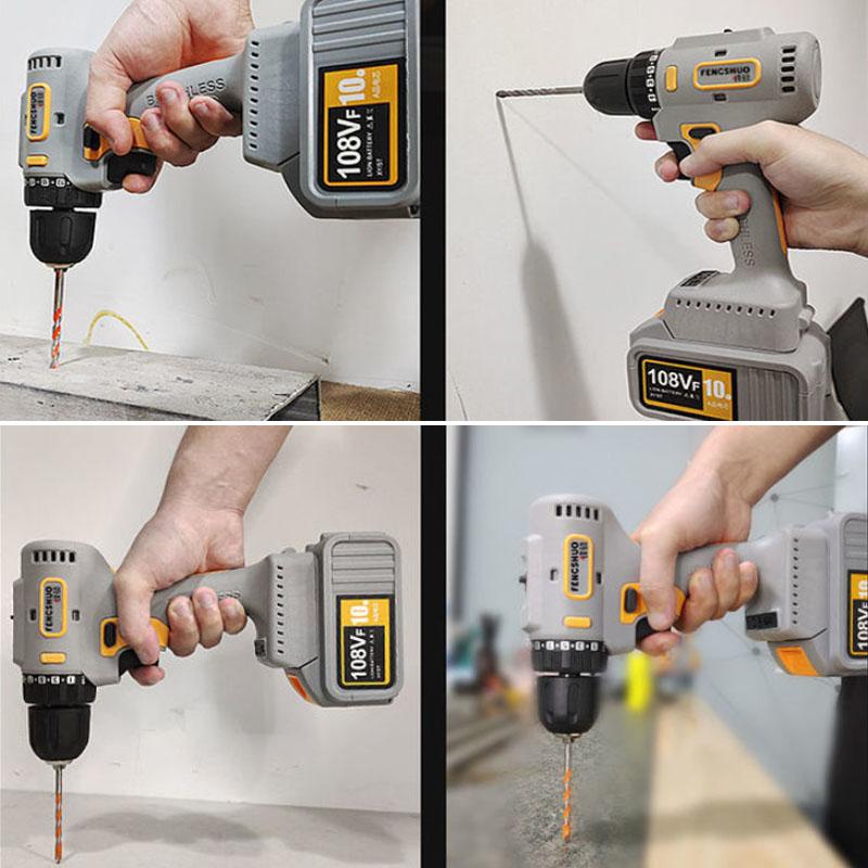 48V Luxury Impact Drill Set High Endurance Cordless Drill Electric Screwdriver with Two Batteries and Tool Box