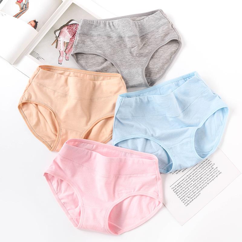 4Pcs/Set Women's Solid Color Seamless Underpants Female Breathable Skin-friendly Panties High-waist Comfortable Cotton Crotch Briefs