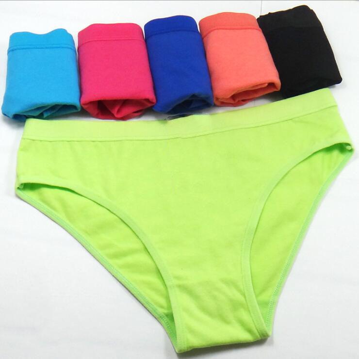 6 Pcs/Lot Newest Women's Sexy Panties Underwear Solid Cotton Briefs Girl's Intimates