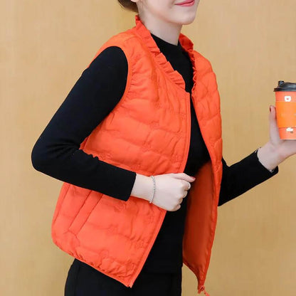 Women's Down Cotton Waistcoat Short Lightweight Thin Autumn and Winter Waistcoat Waistcoat Jacket