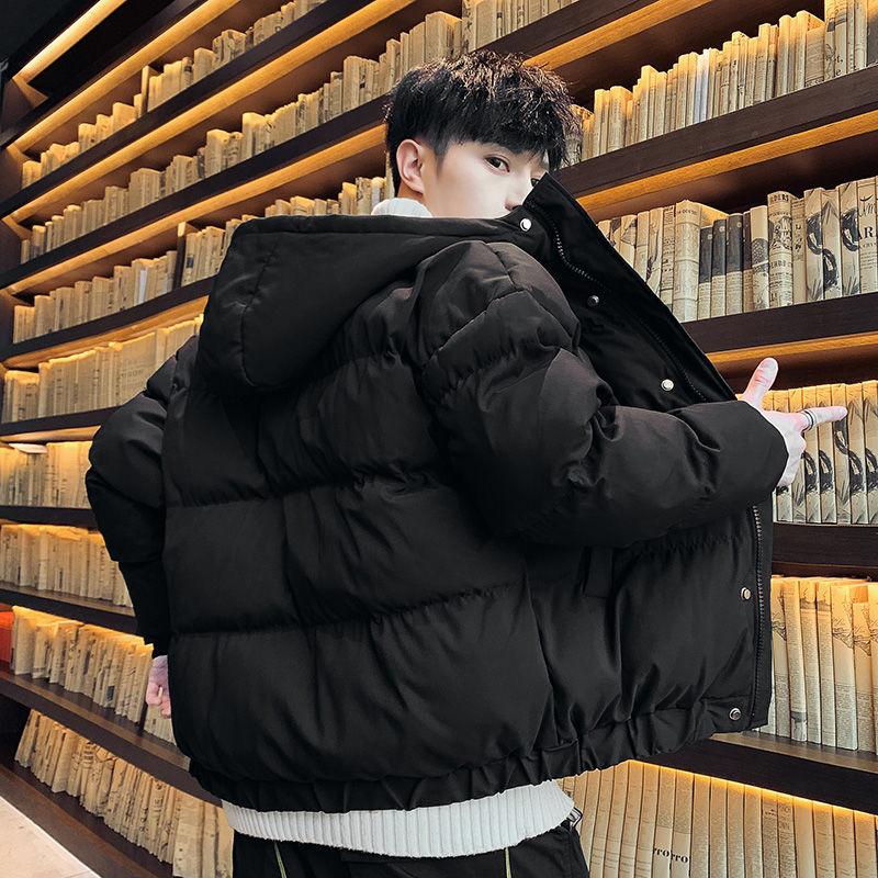 Men's Winter Fashion Warm Bread Down Cotton Jacket Short Thick Trendy Padded Jacket with Hood