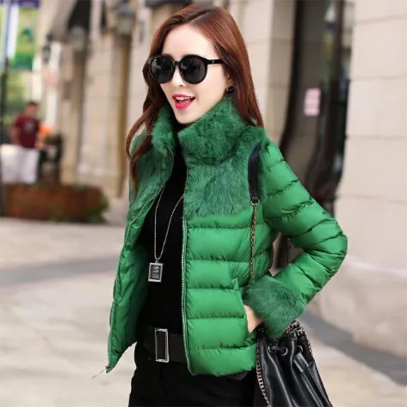 Women's Rabbit Fur Down Padded Jacket Short Cotton Down Jacket Winter All-match Warm Jacket Small Padded Jacket Women