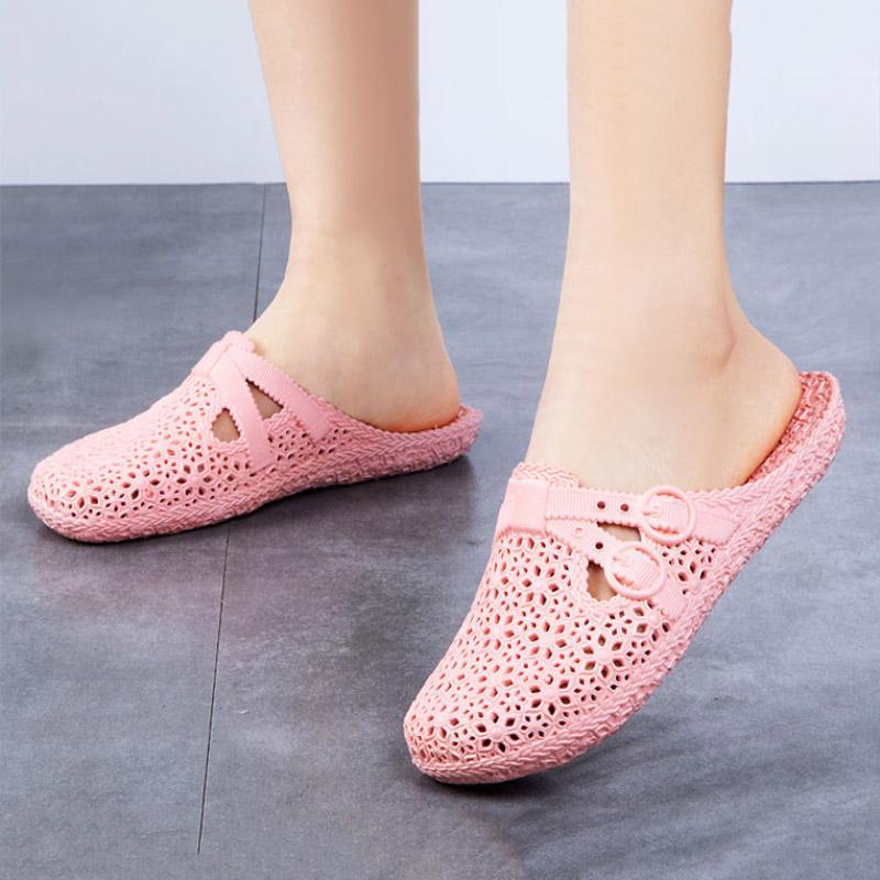 Summer Hole Shoes Beach Bathroom Indoor Garden Sandals Slippers Women Wear Non-slip Baotou Breathable Home