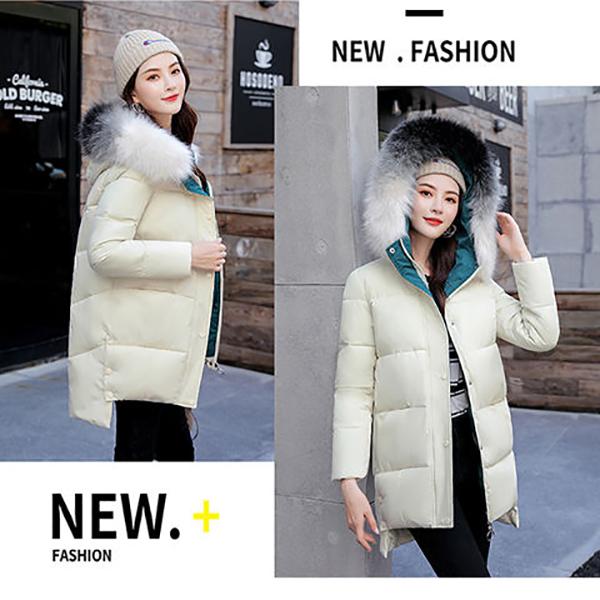 Women's Mid-length Down Cotton Jacket Winter Simple Loose Padded Bread Jacket Student Cotton All-match Parker Clothing