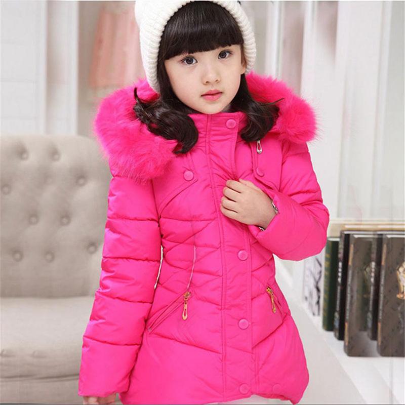 Girls' Winter Coat Mid-length Plus Velvet Thickening Autumn and Winter Little Girl Padded Jacket Children's Warm Down Jackets