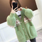 Fall/winter Fashion Top Mid-length Loose Warm Sweater Long Sleeve Knitted Casual Cardigan