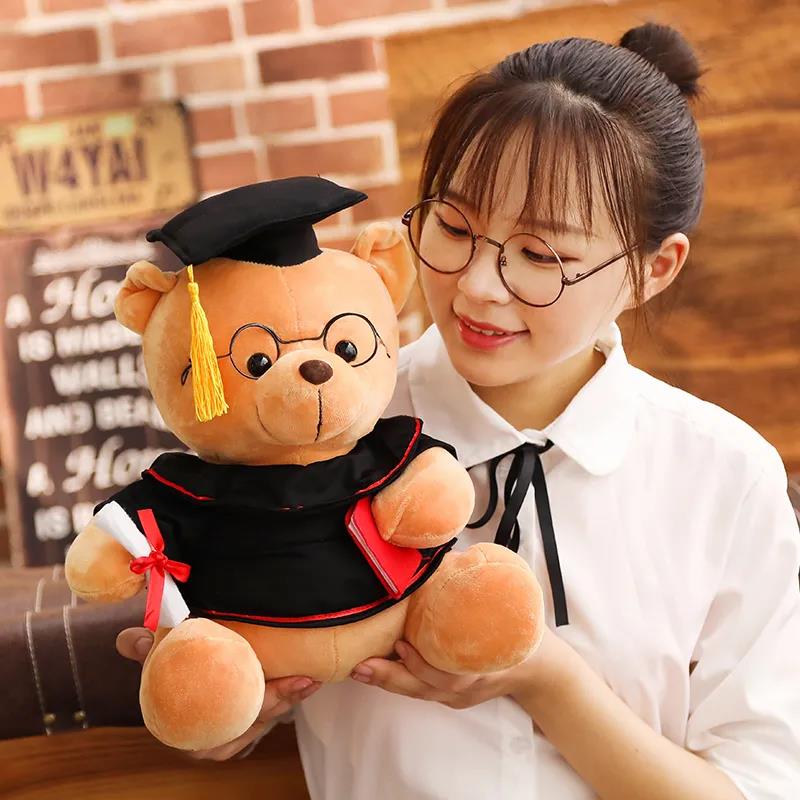 Lovely Glasses Graduation Bear Plush Doll Wearing Doctorial Hat Dr. Bear Cub Plush Toy Little Bear Plush Toy Gifts