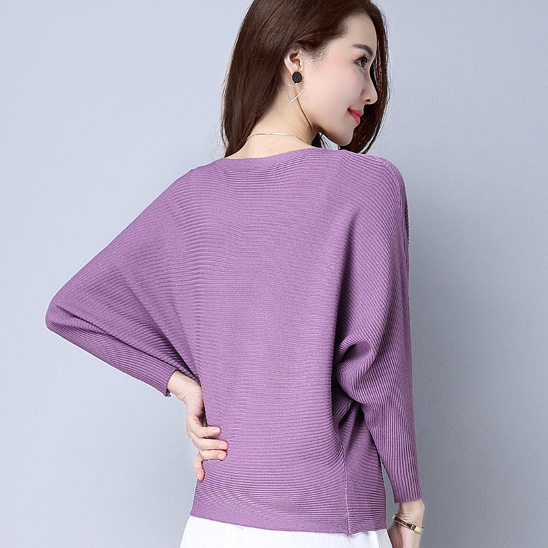 Women Sexy Boat Neck Pullover Sweater Plus Size Batwing Sleeve Knitted sweater