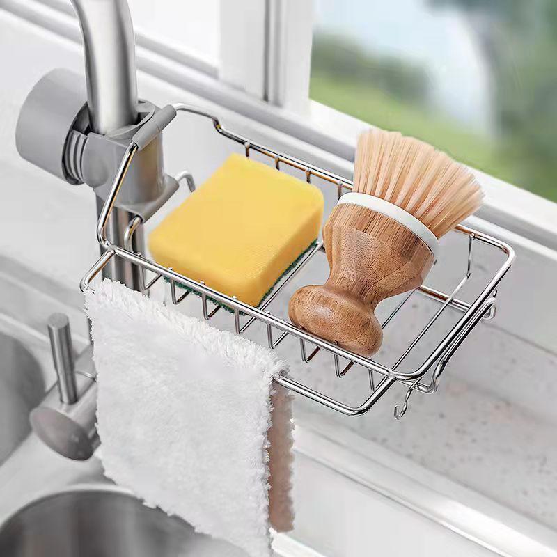 Faucet Rack Stainless Steel Kitchen Sink Storage Telescopic Drain Artifact Rack Sink Sink Rag Basket Home Organizer towel rack Storage Rack