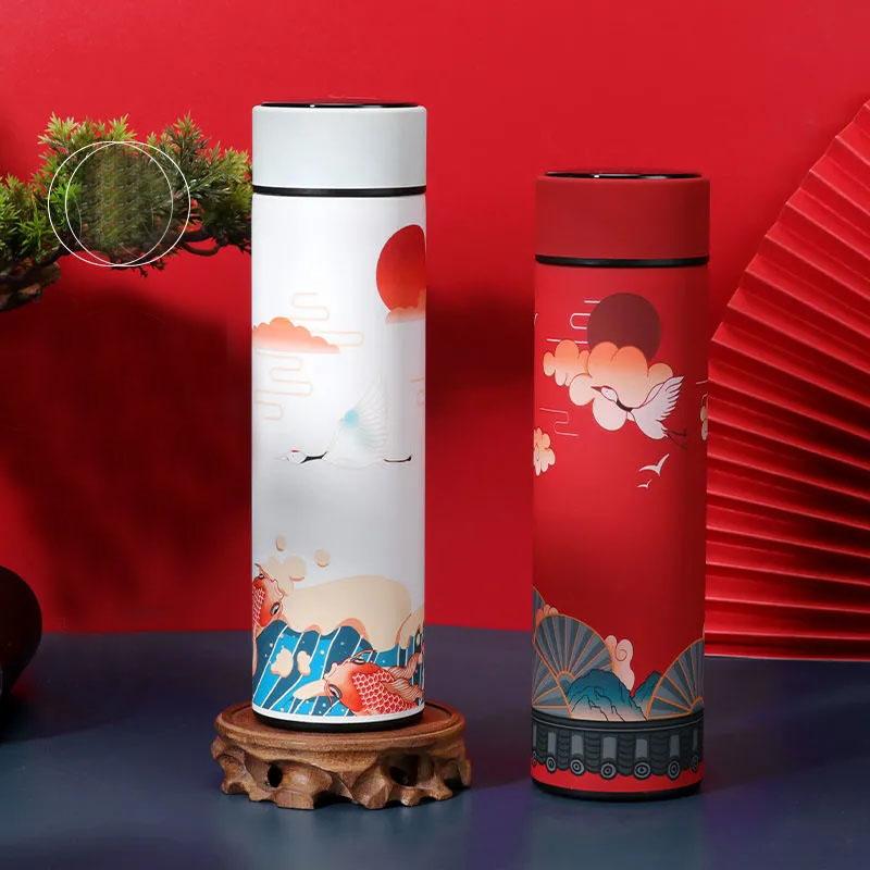 Intelligent Temperature Display Thermos Cup Chinese Style Trend Creative Water Cup Literary Male and Female Students Portable Tea Cup