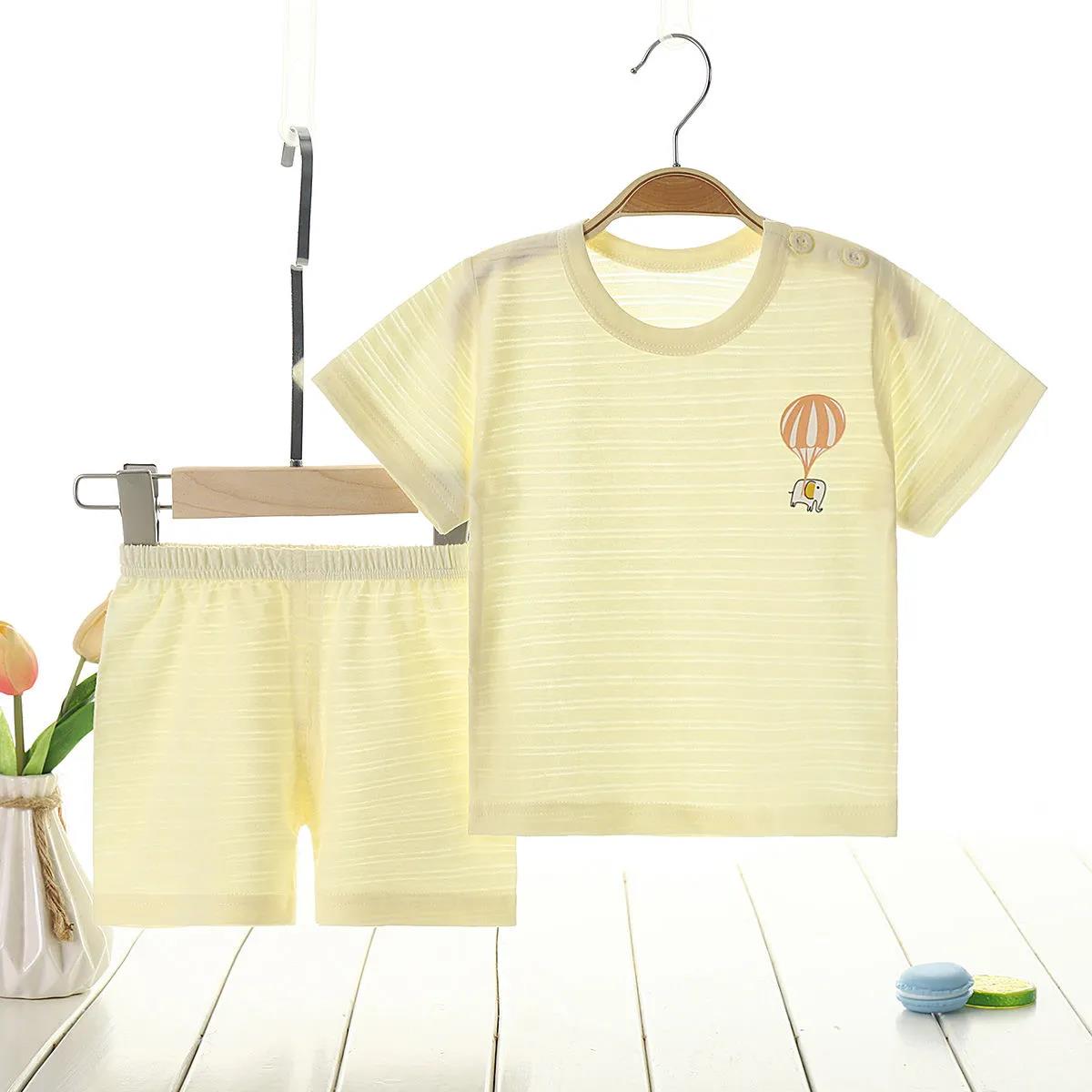 Two-piece Summer Clothes Baby Cotton Short-sleeved Suits Children's Thin Pajamas Boys' Air-conditioning Suits Baby