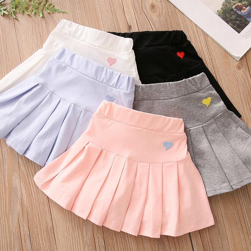 Autumn Spring Summer Casual 3 4-8 10 12 Years Kids  School Solid Color Training Dance Skirt with Shorts Pleated Skirt for Baby Girl