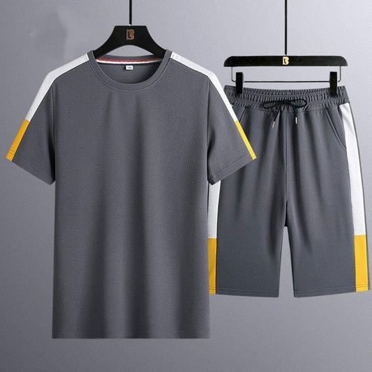 Men's Summer Casual Suit Loose Sports Suit T-shirt Youth Short-sleeved Shorts Clothes Men