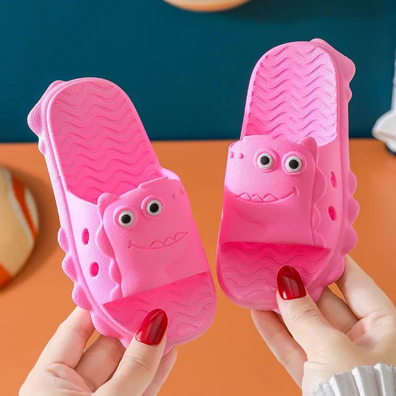 Summer Children's Slippers for Boys Girls Slippers Dinosaur PVC Flip Flops Baby Non-slip Beach Sandals Kids Home Bathroom