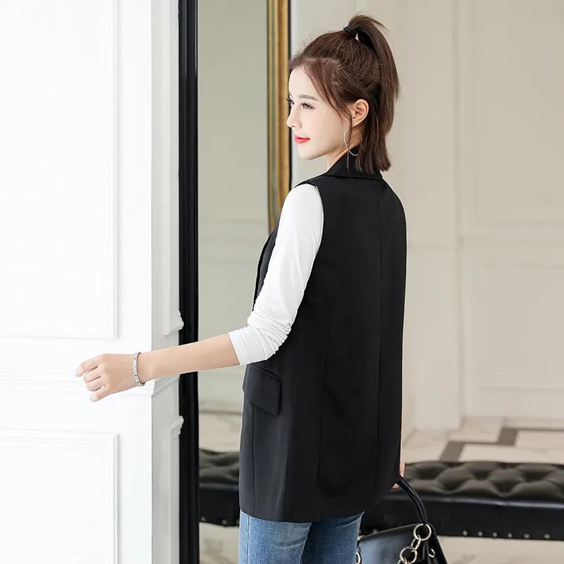 Women's Vest Suit Jacket Casual Suit Jacket Retro Sleeveless Jacket Ladies Vest Jacket Women's Self-cultivation Single Button Blazer