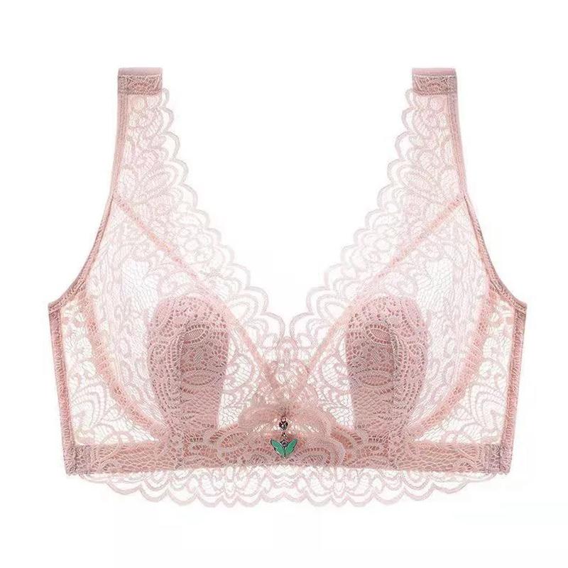 Summer Underwear Girls Thin Section Full Transparent Large Size Gathered Bra Ultra-thin Anti-sagging High-end Sexy Bra