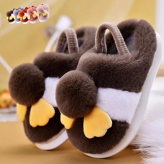 Children's Cotton Slippers Fall Winter Home Plush Floor Mopping Lightweight Non-slip Children's Baby Cotton Slippers