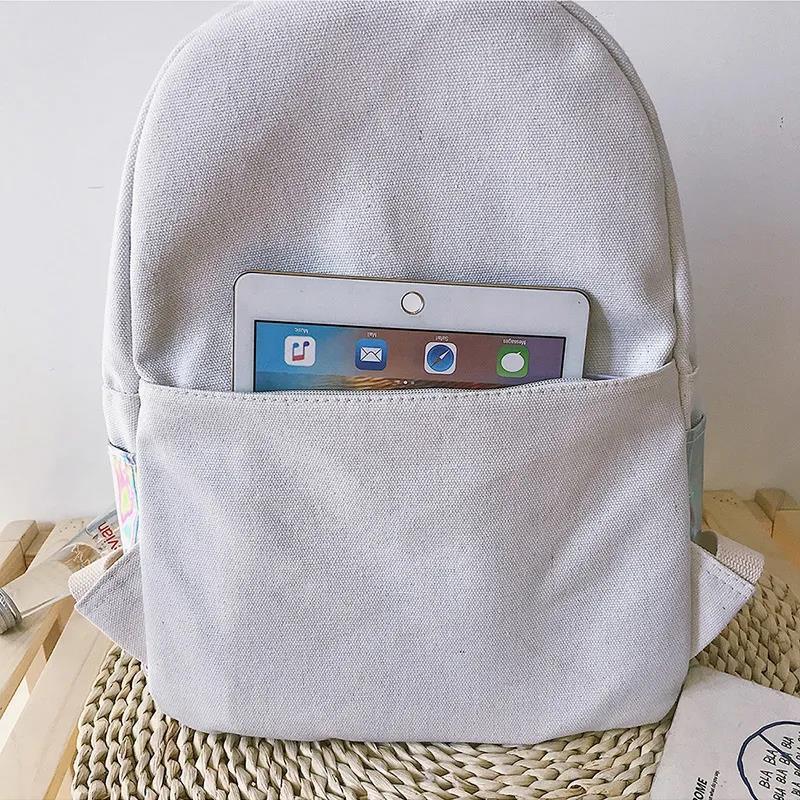 Luminous Canvas Stitching Casual Women's Multi-layer Canvas Backpack Travel Shopping Student Schoolbag High-capacity