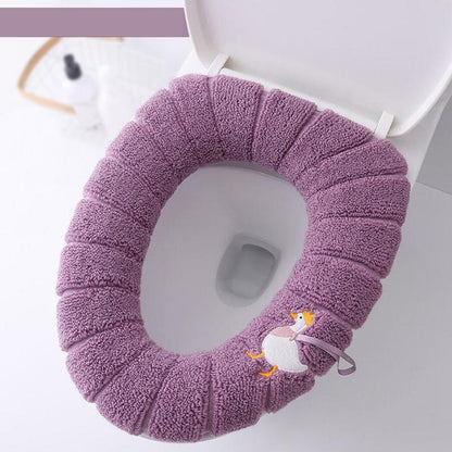 Universal Toilet Seat Cover Round Toilet Seat Cushion Bathroom Lavatory Cover Mat Winter Thick Warm Washable Cat Cartoon Cute Toilet Seat Covers