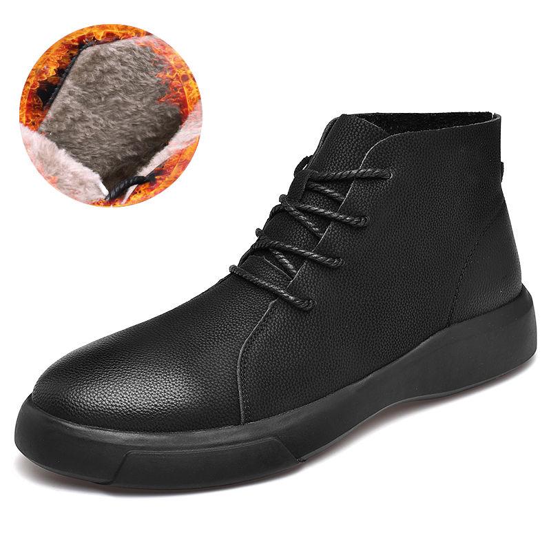 Plus Size 38-47 Genuine Leather Martin Boots Men's High Top Chelsea Boots Work Shoes Men's Booties