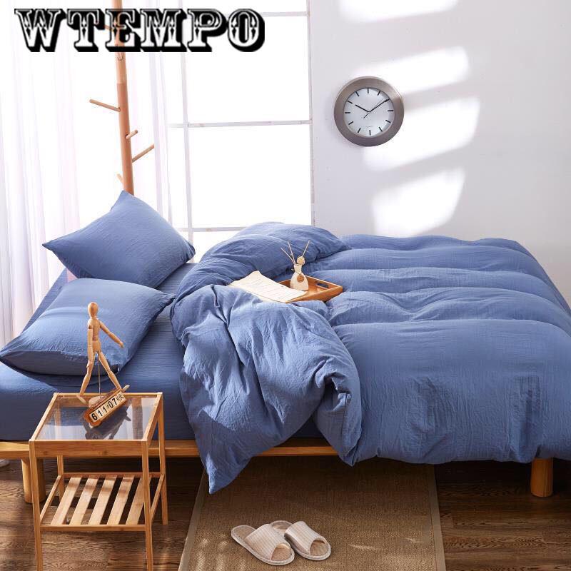 4pcs Plaid Bedding Set Summer Bed Linens Set  Simple Style Duvet Cover  Pastoral Bed Set Adult Bedding Bedclothes Skin-friendly Pillowcases