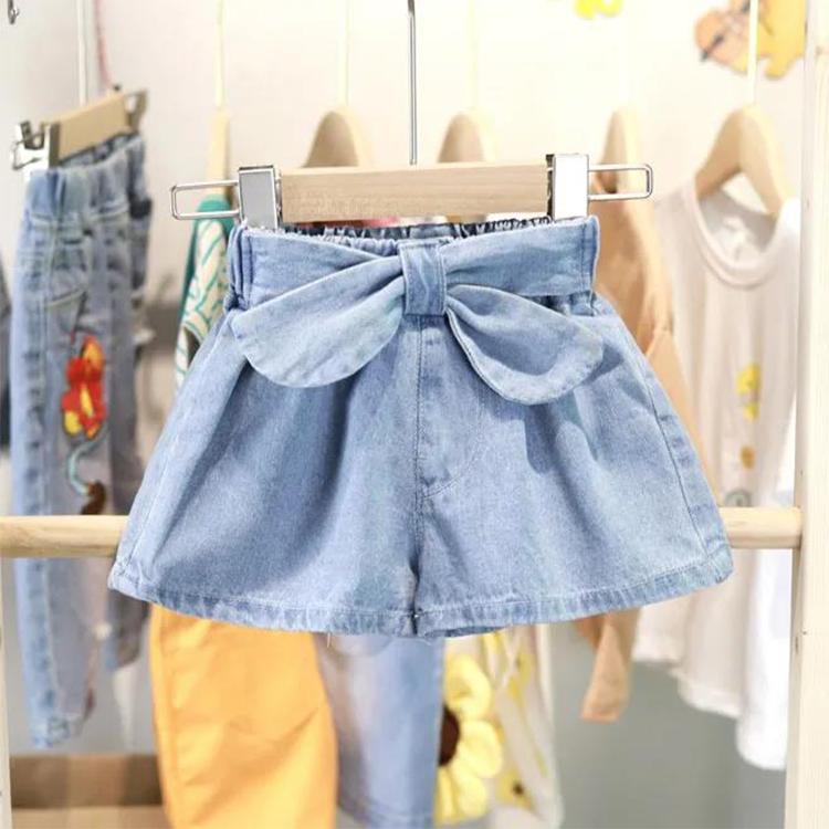 Children's Pants Summer Girls Casual Children's Korean Style Denim Shorts Girls Bow Shorts 2-6 Years Old