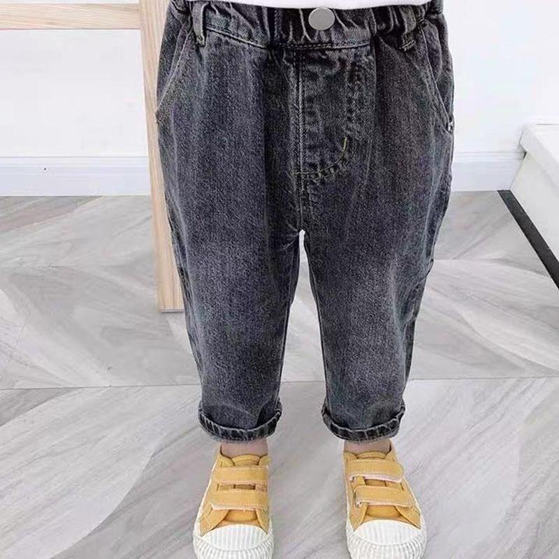 Spring and Autumn Boy and Girl Jeans Pants Children's Wear Korean Casual Pants Printing Baby Jeans Thin Ripped Jeans