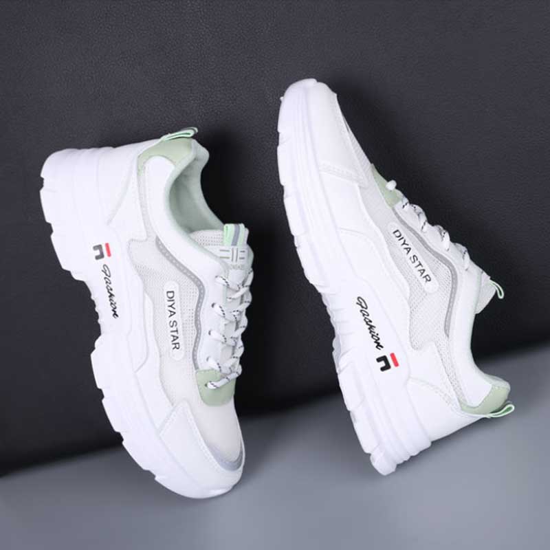 Spring Mesh Shoes Women's Breathable Mesh Sneakers Hollow All-match Flat White Shoes