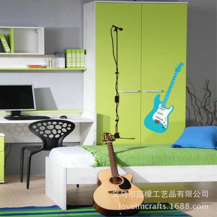 Guitar Music Five Generations Removable Wall Sticker Bedroom Living Room Background Decoration