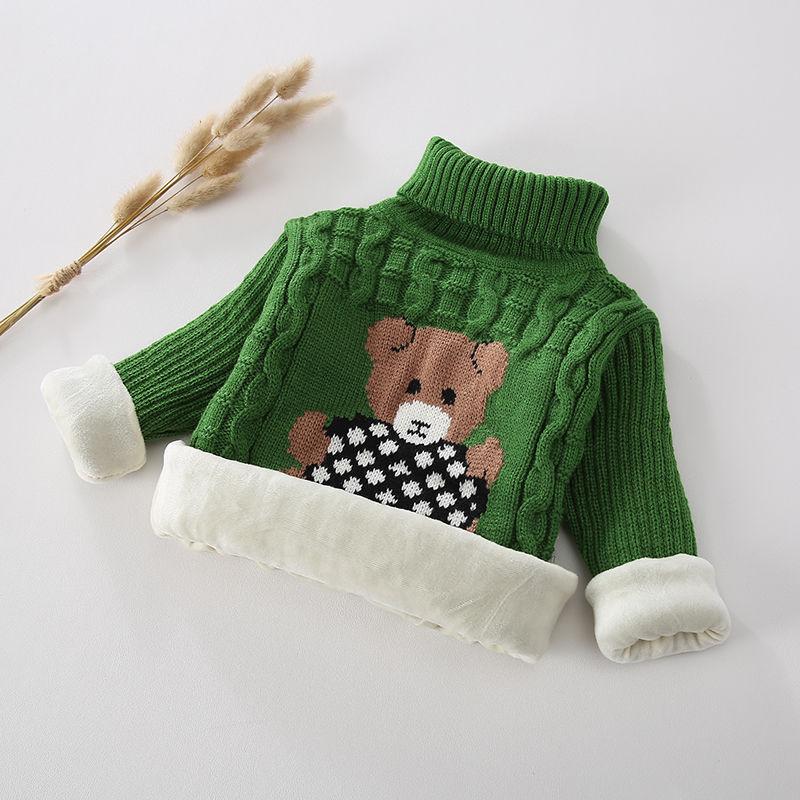 Children's Sweater Autumn and Winter Children's Clothing Plus Velvet Warm Knit Sweater Boys and Girls Sweater Pullover Bottoming Shirt