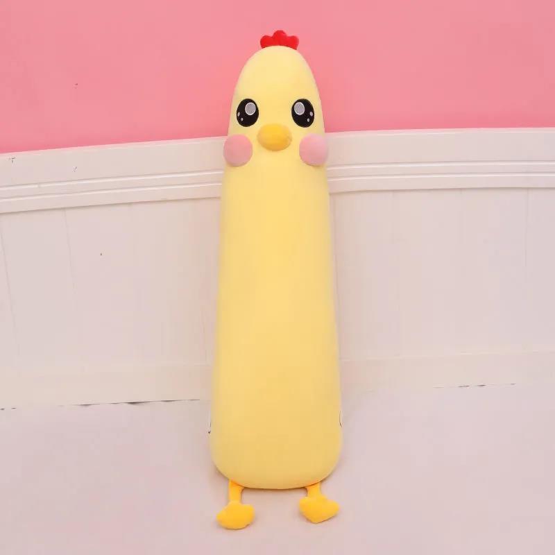 Lovely Little Yellow Chicken Plush Doll Bed Long Pillow Sleeping Doll Cute Soft Children Plush Toys Birthday Gift