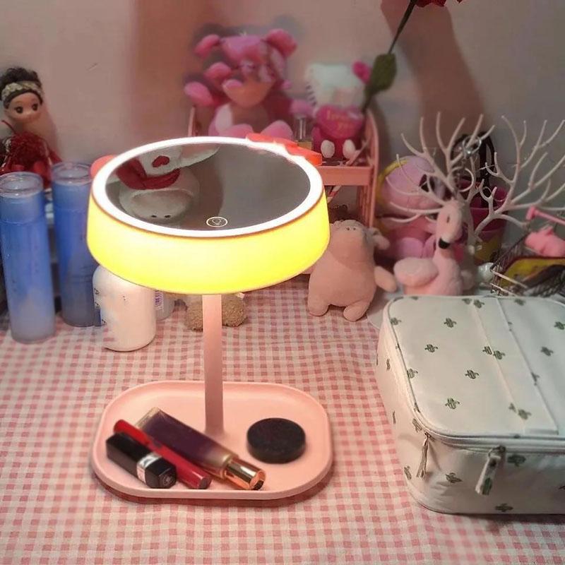 3 Levels Ligthing LED Makeup Mirror Portable Travel Desktop Mirror Three-speed Adjustable Touch Screen USB Charging