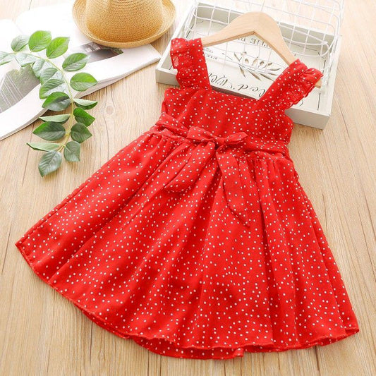 Toddler Child Baby Girls' Polka Dot Printing Suspender Ruffle Sleeveless Princess Dress