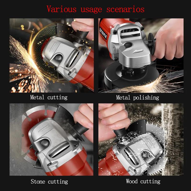 High-power Variable Speed Industrial Electric Angle Grinder Set Multi-function Grinder Cutting Machine Support 100mm Roulette