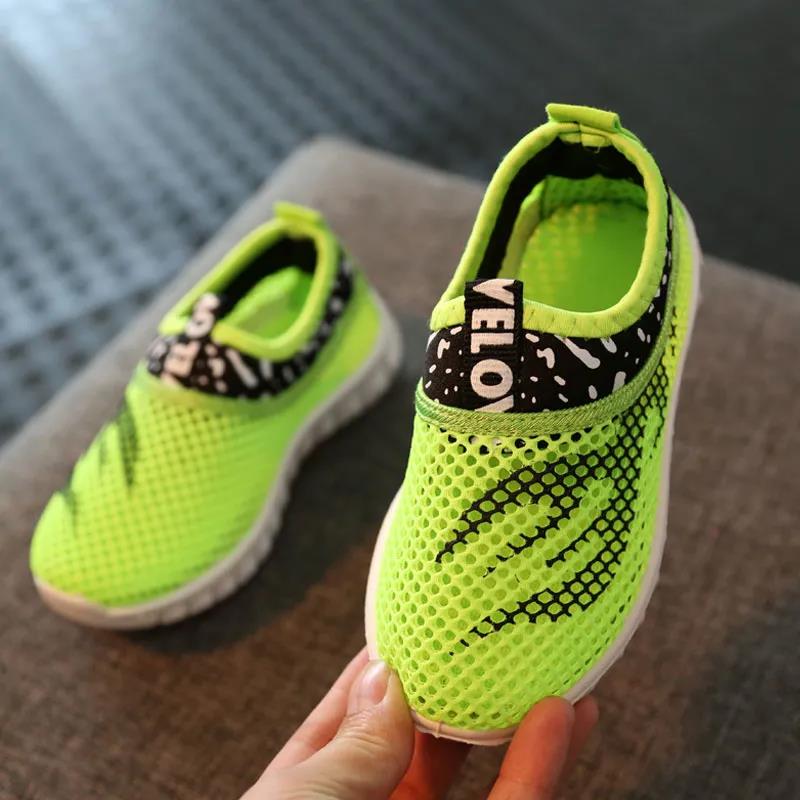 Children's Summer Mesh Shoes Boys' Anti-slip Bright Color Casual Shoes Soft Sole Flat Shoes