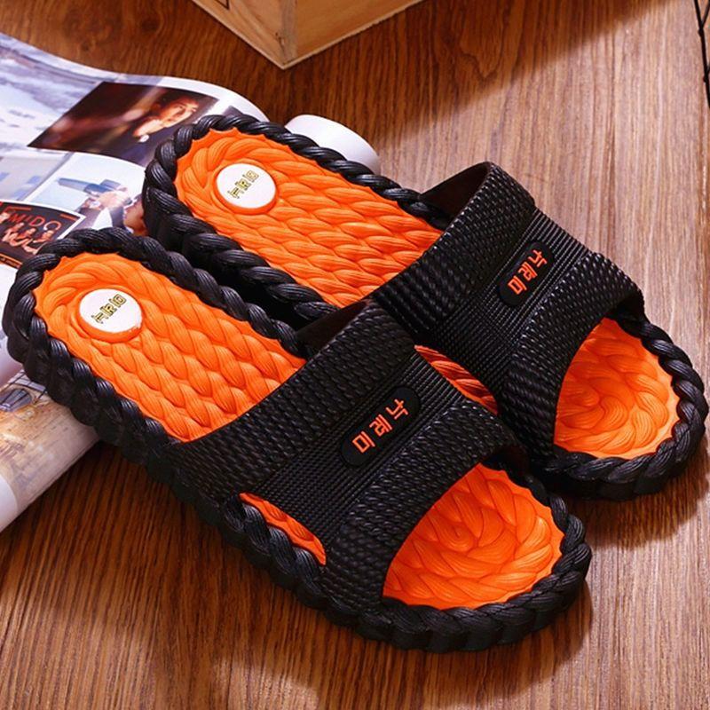 Korean Style Clearance Men's Slippers Summer Home Indoor Massage Leisure Sandals and Slippers Deodorant Non-slip Men's Outer Wear Tide Shoes